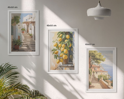 3 paveikslų rinkinys su rėmais Lemon Streets Sea View