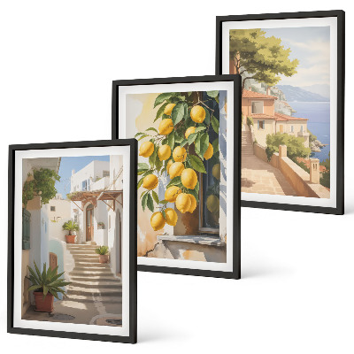 3 paveikslų rinkinys su rėmais Lemon Streets Sea View