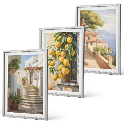 3 paveikslų rinkinys su rėmais Lemon Streets Sea View