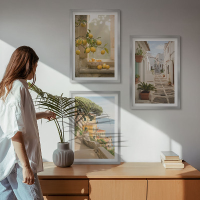 Įrėmintas triptikas Citrusinių vaisių lango vaizdas