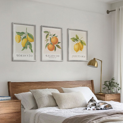 3 paveikslų rinkinys su rėmais Amalfio citrinos ir apelsinai
