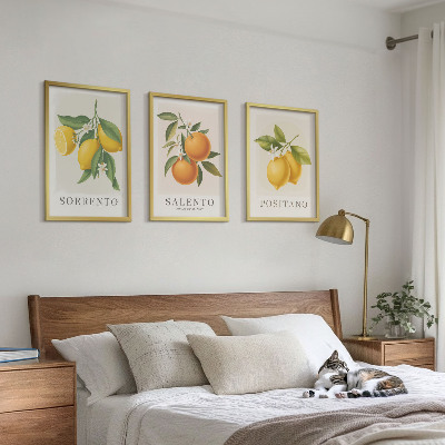 3 paveikslų rinkinys su rėmais Amalfio citrinos ir apelsinai