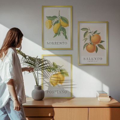 3 paveikslų rinkinys su rėmais Amalfio citrinos ir apelsinai