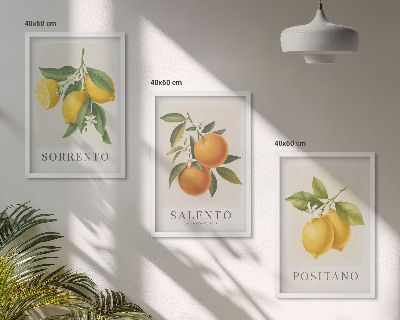 3 paveikslų rinkinys su rėmais Amalfio citrinos ir apelsinai