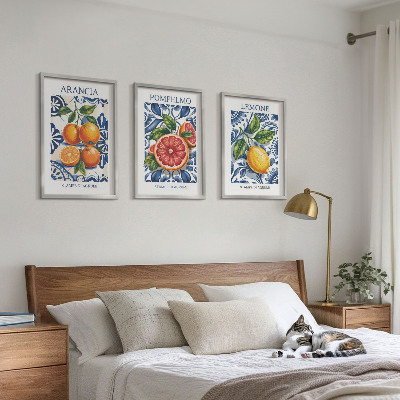 3 paveikslų rinkinys su rėmais Itališki citrusinių vaisių mados plakatai