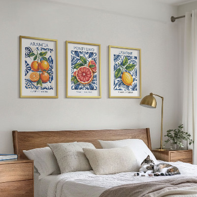 3 paveikslų rinkinys su rėmais Itališki citrusinių vaisių mados plakatai