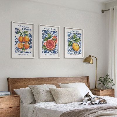 3 paveikslų rinkinys su rėmais Itališki citrusinių vaisių mados plakatai