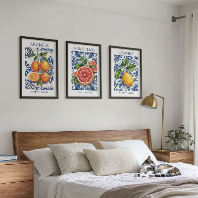 3 paveikslų rinkinys su rėmais Itališki citrusinių vaisių mados plakatai