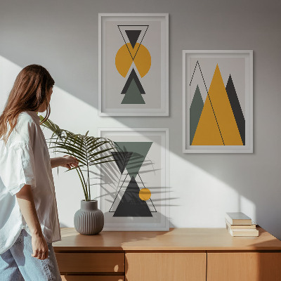 Įrėmintas triptikas Abstrakčios geometrinės figūros