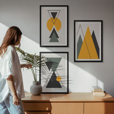 Įrėmintas triptikas Abstrakčios geometrinės figūros