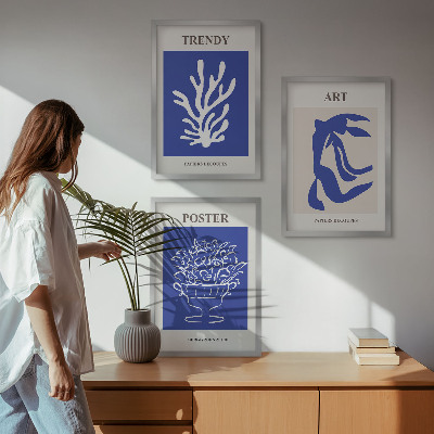 Įrėmintas triptikas Matisso abstraktūs plakatai