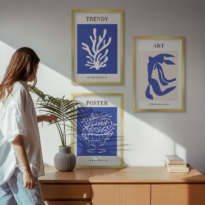 Įrėmintas triptikas Matisso abstraktūs plakatai