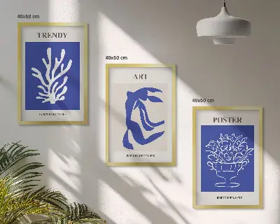 Matisso abstraktūs plakatai įrėmintas triptikas