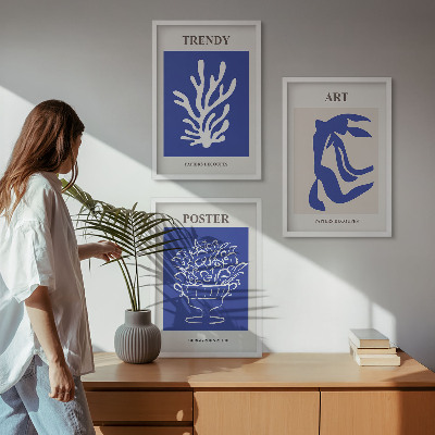 Įrėmintas triptikas Matisso abstraktūs plakatai