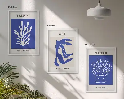 Matisso abstraktūs plakatai įrėmintas triptikas