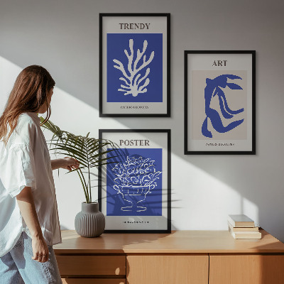 Įrėmintas triptikas Matisso abstraktūs plakatai