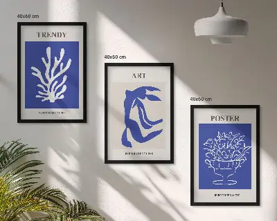 Matisso abstraktūs plakatai įrėmintas triptikas