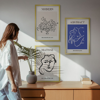 3 paveikslų rinkinys su rėmais Matisso modernūs plakatai