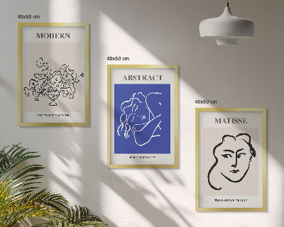3 paveikslų rinkinys su rėmais Matisso modernūs plakatai