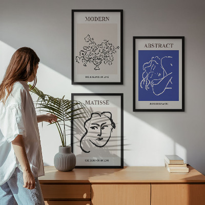 3 paveikslų rinkinys su rėmais Matisso modernūs plakatai