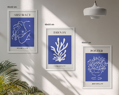 Įrėmintas triptikas Stilingi mėlyni plakatai