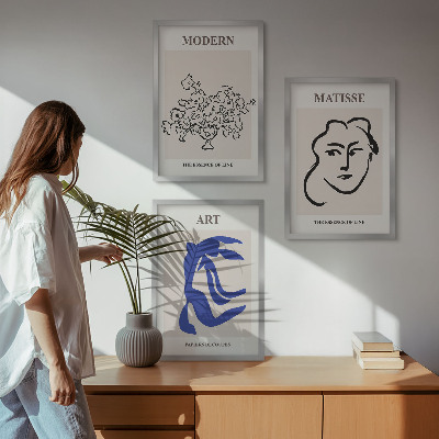 Įrėmintas triptikas Abstraktūs minimalistiniai plakatai