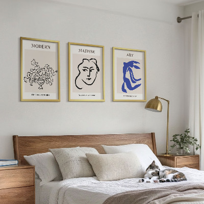 Įrėmintas triptikas Abstraktūs minimalistiniai plakatai