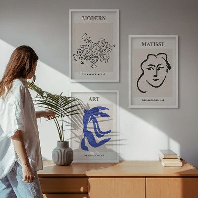 Įrėmintas triptikas Abstraktūs minimalistiniai plakatai