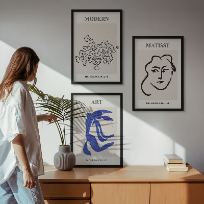 Įrėmintas triptikas Abstraktūs minimalistiniai plakatai