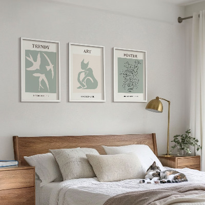 3 paveikslų rinkinys su rėmais Stilingos Matiso iliustracijos