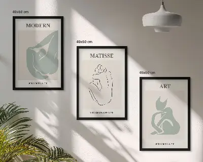 Abstraktios pastelinės figūros 3 paveikslų rinkinys su rėmais