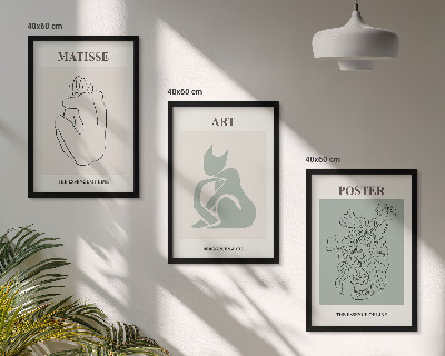 3 paveikslų rinkinys su rėmais Matisse žaliai smėlio spalvos plakatai