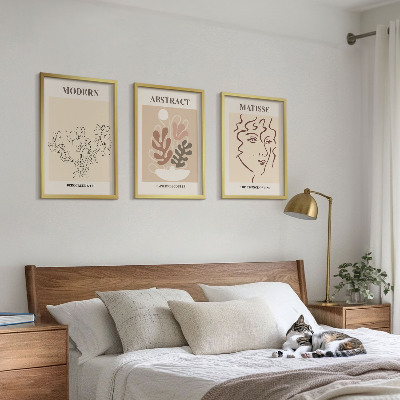 3 paveikslų rinkinys su rėmais Šiuolaikinės augalų linijos
