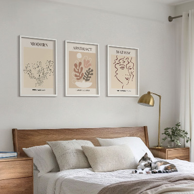 3 paveikslų rinkinys su rėmais Šiuolaikinės augalų linijos