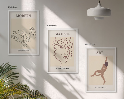 Įrėmintas triptikas Stilingi grafikos gėlių personažai