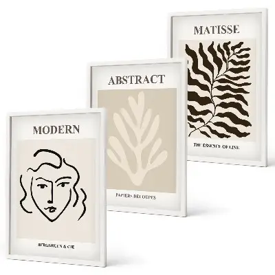 Veido lapų triptikas Matisse stiliaus įrėmintas paveikslas