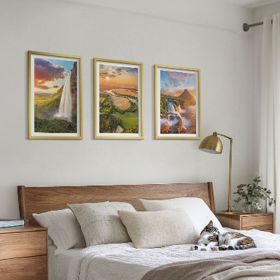 3 paveikslų rinkinys su rėmais Krioklių peizažai vakaruose