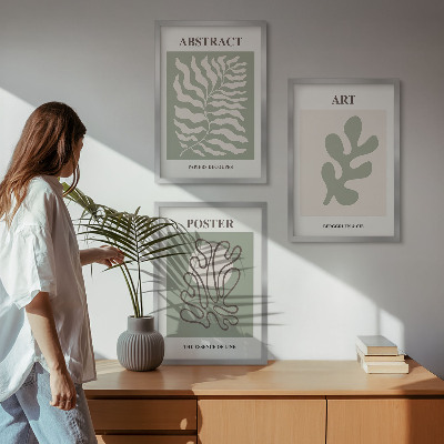 Įrėmintas triptikas Matiso augalų raštų plakatai