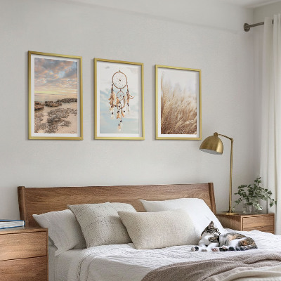3 paveikslų rinkinys su rėmais Debesų jūra, sapnų gaudyklė, žolė