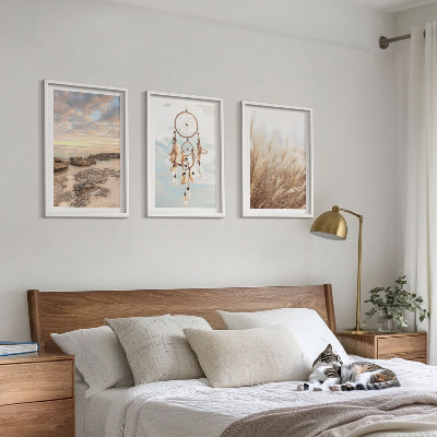 3 paveikslų rinkinys su rėmais Debesų jūra, sapnų gaudyklė, žolė