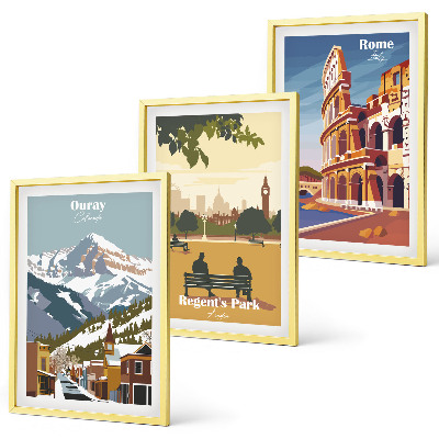 3 paveikslų rinkinys su rėmais Ouray kalnų Londono koliziejus