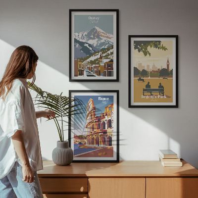 3 paveikslų rinkinys su rėmais Ouray kalnų Londono koliziejus