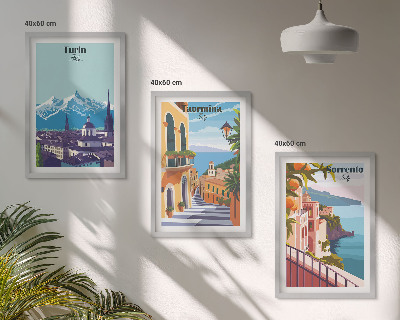 Įrėmintas triptikas Spalvingi retro miesto peizažai