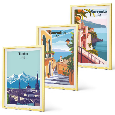 Įrėmintas triptikas Spalvingi retro miesto peizažai