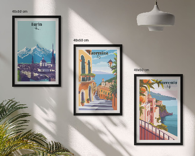 Įrėmintas triptikas Spalvingi retro miesto peizažai