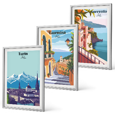 Įrėmintas triptikas Spalvingi retro miesto peizažai
