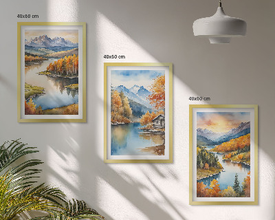 Įrėmintas triptikas Rudens kalnų peizažai