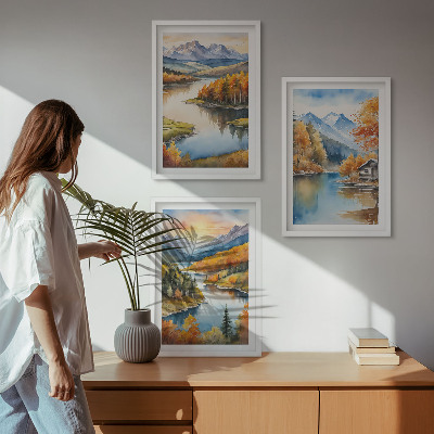 Įrėmintas triptikas Rudens kalnų peizažai