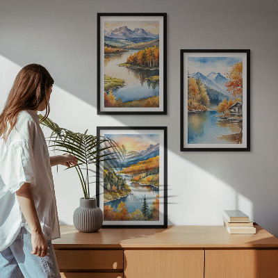 Įrėmintas triptikas Rudens kalnų peizažai