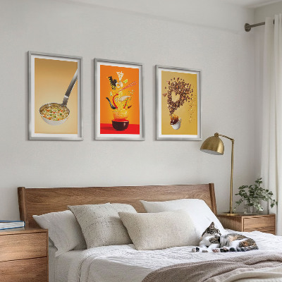 3 paveikslų rinkinys su rėmais Virtuvės maisto temos